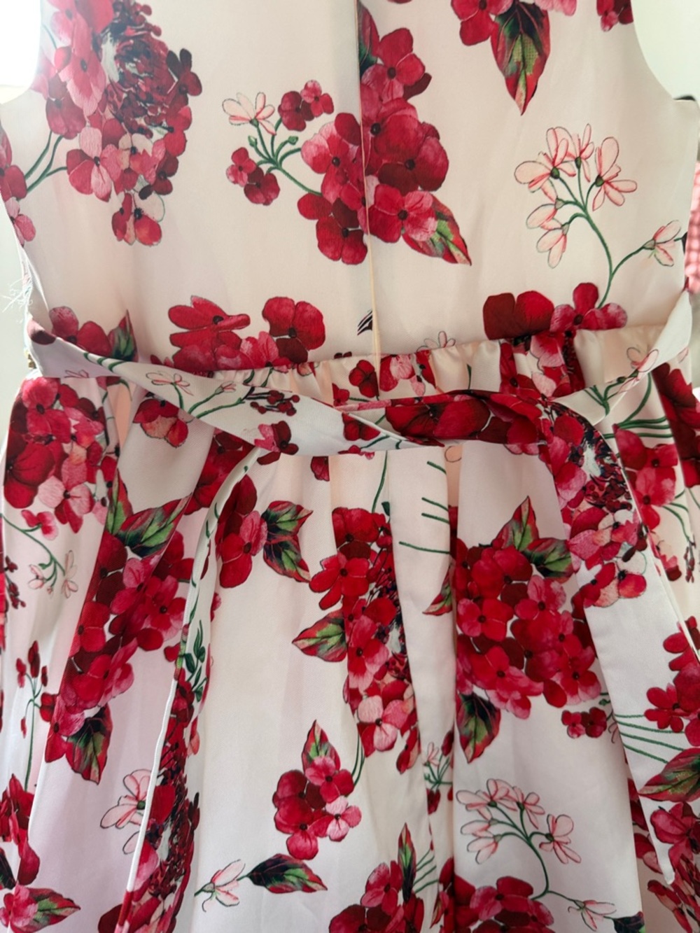 Red Floral Tulle Hem Girls' Dress - Picture 5 of 5